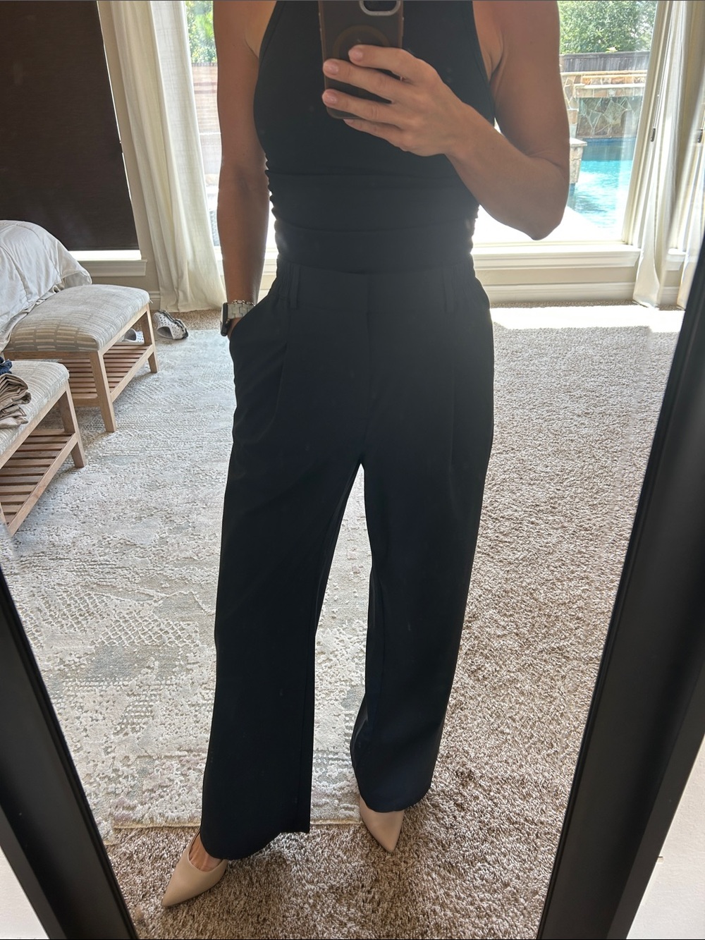 ALO Yoga Black High-Waist Wide-Leg Pants